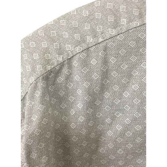 Tasso Elba Mens XL Beige Patterned 100% Cotton Long Sleeve Button-Up Shirt Made - Picture 4 of 5